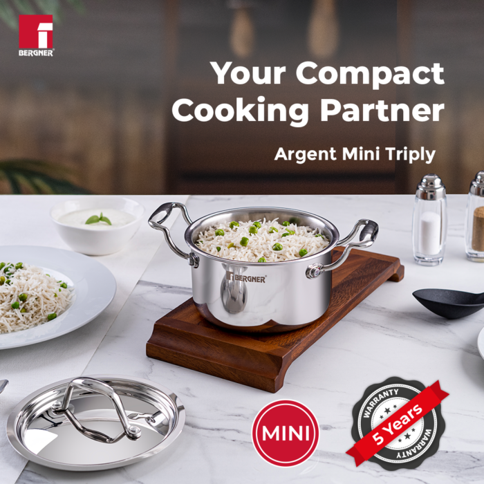 Argent Mini Triply Casserole (0.8 Ltr / 1.2 Ltr / 1.6 Ltr / 2.0 Ltr) - Image 4