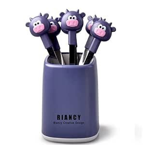 Trelegy Animal Lunch Picks for Kids || Cute Cartoon Animal || Reusable Stainless Steel || Food Picks for Fruits Cheese || Appetizers Salad Cake Stylish (Food Picks for Fruits-Purple-Cow)