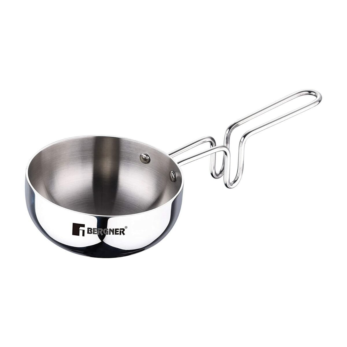 Tripro Triply Stainless Steel Tadka Pan with Stay Cool Long Handle for Spice Seasoning, Frying, Heating, and Roasting, 12 cm, Silver