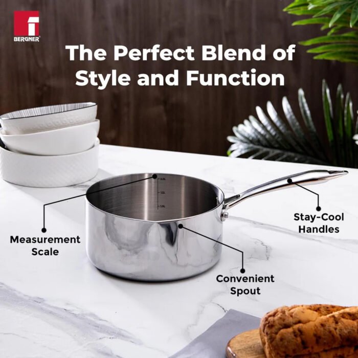 Argent Triply Stainless Steel Saucepan, Silver - Image 4
