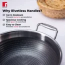 Bergner Hitech Tri-Ply Stainless Steel Non-Stick Kadhai with Lid - Induction Bottom