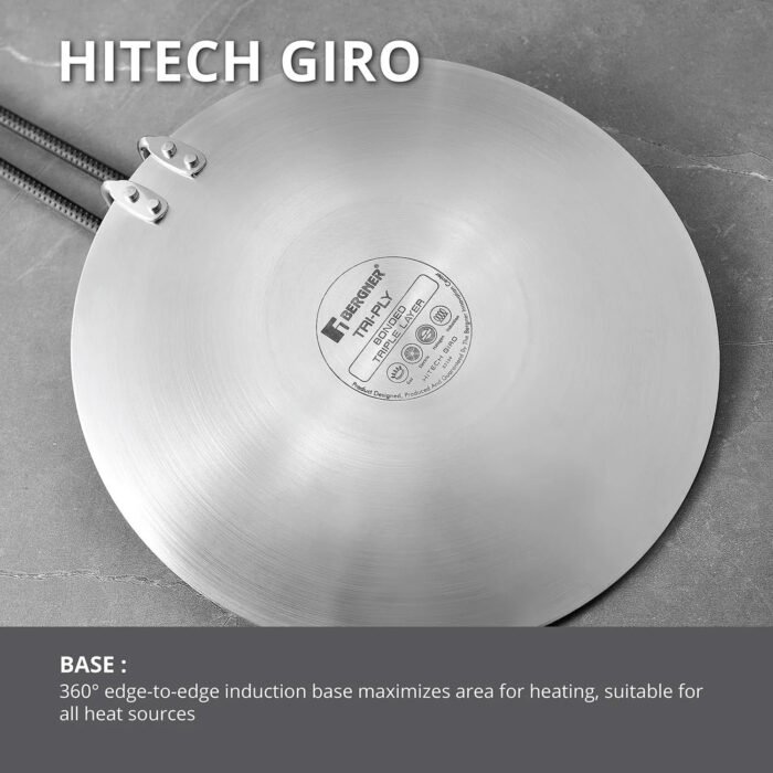 Bergner Hitech Tri-Ply Stainless Steel Non-Stick Roti Tawa 26cm - Induction Bottom - Image 5