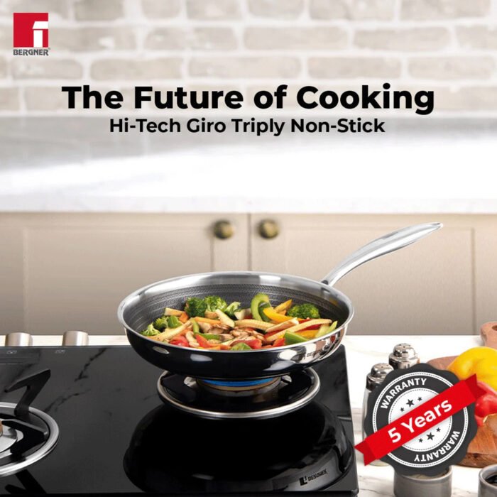 Bergner Hitech Prism Non-Stick Stainless Steel Fry Pan 20cm - Induction Bottom - Image 3