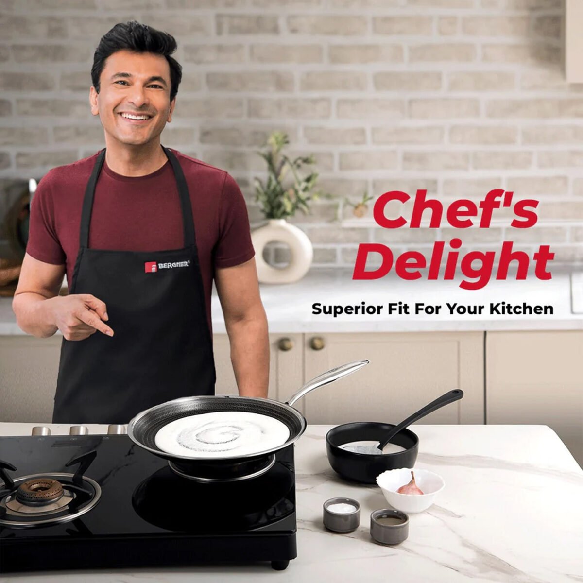 Bergner Hitech Tri-Ply Non-Stick Stainless Steel Dosa Tawa - Induction Bottom