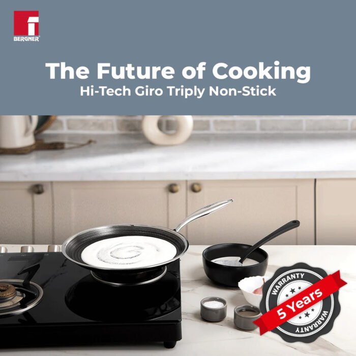 Bergner Hitech Tri-Ply Non-Stick Stainless Steel Dosa Tawa - Induction Bottom - Image 3