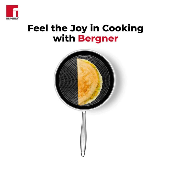 Bergner Hitech Tri-Ply Non-Stick Stainless Steel Dosa Tawa - Induction Bottom - Image 8