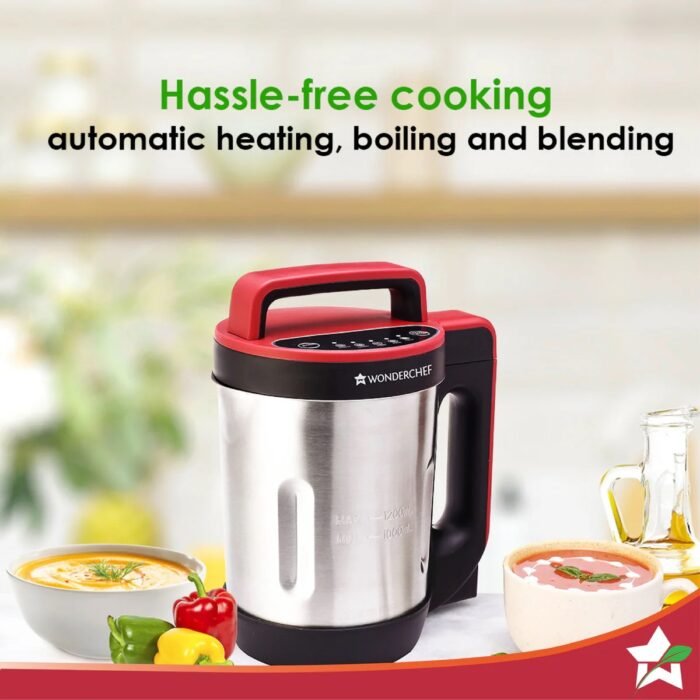 Neo Automatic Soup Maker | 1.0 Litre | 800 watt | SS Blades & SS Jug | Soup in just 20 min | 2 years Warranty | Red & Black - Image 3