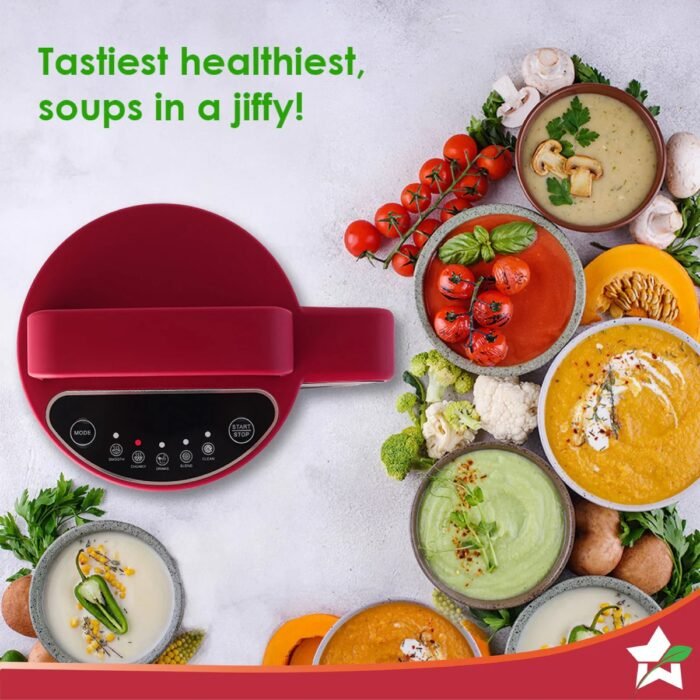 Neo Automatic Soup Maker | 1.0 Litre | 800 watt | SS Blades & SS Jug | Soup in just 20 min | 2 years Warranty | Red & Black - Image 5