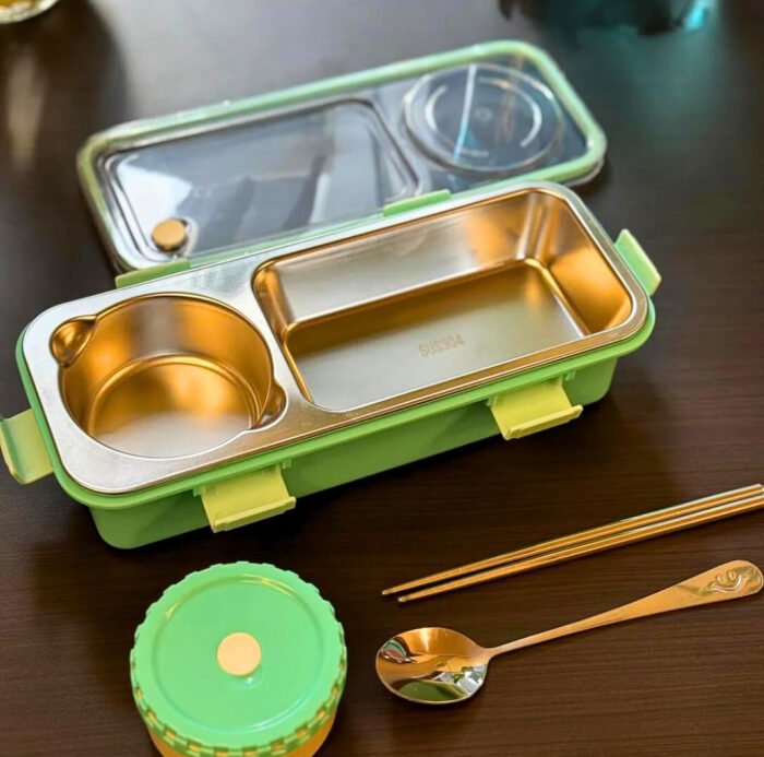 One Compartment Lunch Box 750ml with Spoon and Chopstick + Bowl, 304 SUS Stainless Steel Bento Box for Office and School - Image 9