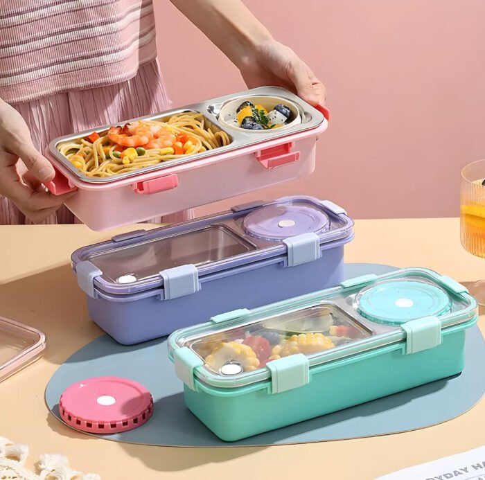 One Compartment Lunch Box 750ml with Spoon and Chopstick + Bowl, 304 SUS Stainless Steel Bento Box for Office and School - Image 5