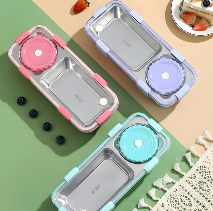 One Compartment Lunch Box 750ml with Spoon and Chopstick + Bowl, 304 SUS Stainless Steel Bento Box for Office and School - Image 2