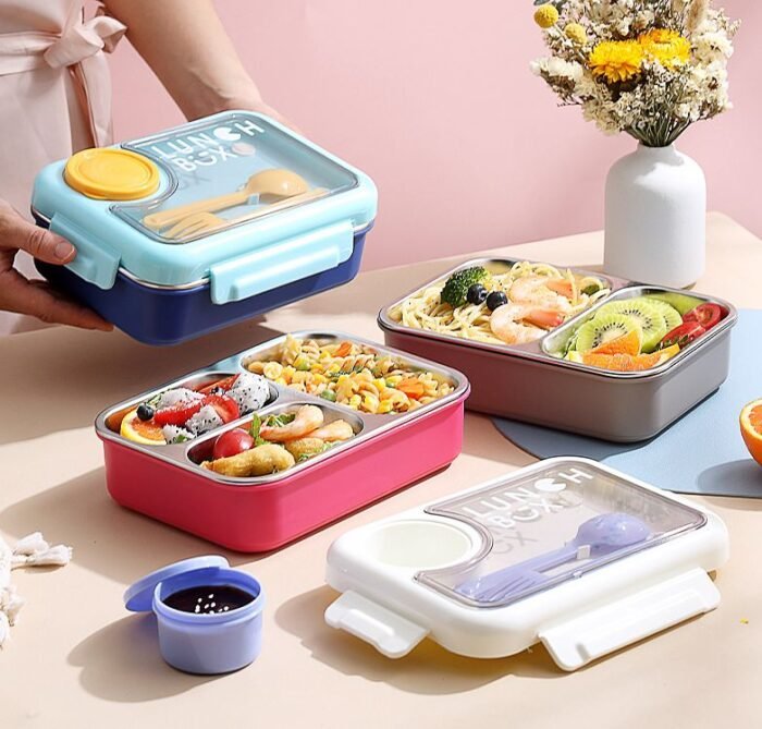 Three Partition Lunch Box – SKU 2555 (100% LEAKF ROOF)