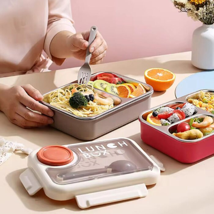 Two Partition Lunch Box - SKU 2554  (100% LEAKF ROOF) - Image 2