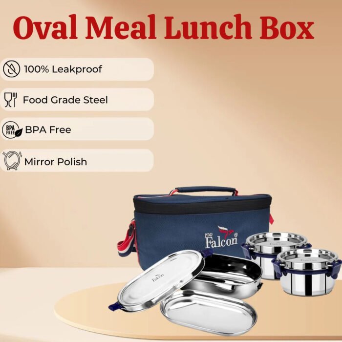 EcoNxt Oval Meal With Plate Lunch Box Set of 3 - Image 4