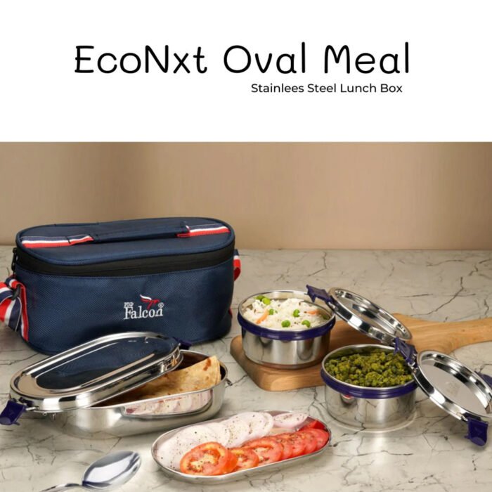EcoNxt Oval Meal With Plate Lunch Box Set of 3 - Image 5