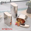 JVL Stainless Steel Kitchen Storage Container, Capsule Shape Galaxy Window Canister with Unbreakable Steel Lid