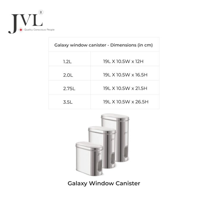 JVL Stainless Steel Kitchen Storage Container, Capsule Shape Galaxy Window Canister with Unbreakable Steel Lid - Image 5