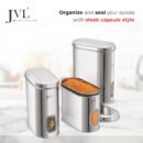JVL Stainless Steel Kitchen Storage Container, Capsule Shape Galaxy Window Canister with Unbreakable Steel Lid