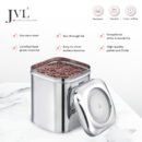 JVL Stainless Steel Kitchen Storage Square Tin with See-Through Lid