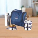 Pdd Falcon Stainless Steel EcoNxt Milan Lunch Box With 100% Leakproof Water Bottle Set of 4