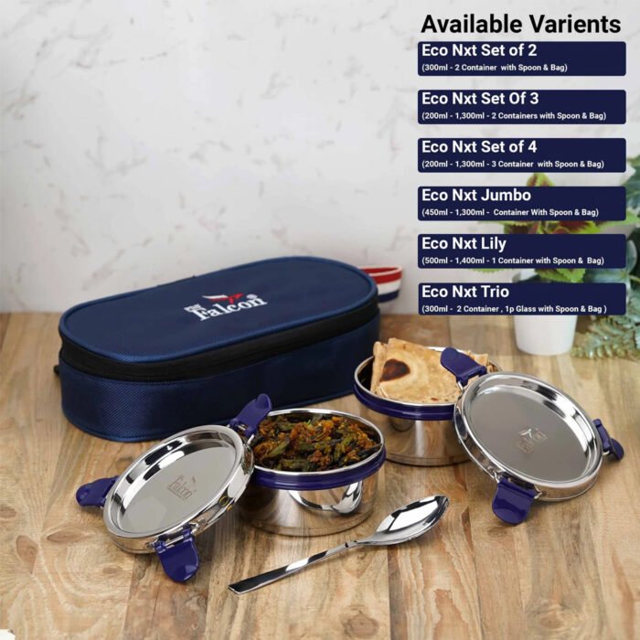 Pdd Falcon Steel Lunch Box Set of 2 Blue - Image 3
