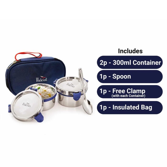 Pdd Falcon Steel Lunch Box Set of 2 Blue - Image 4