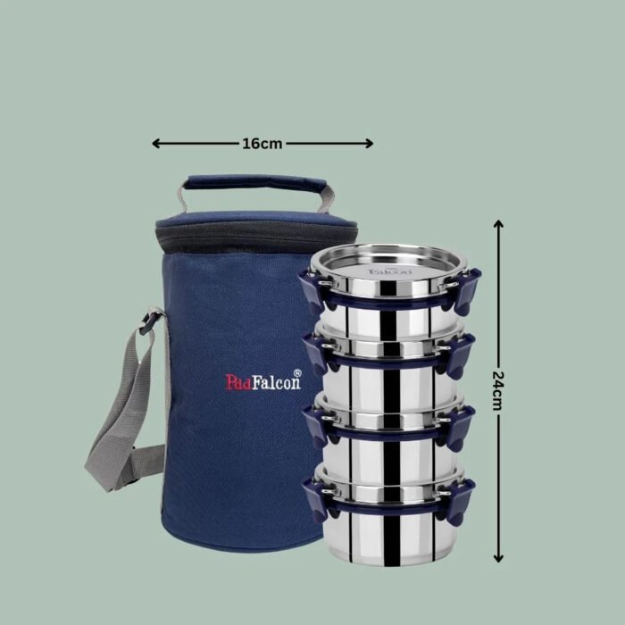Pdd Falcon Steel Lunch Box Set of 4 Blue - Image 3