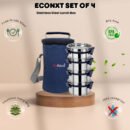 Pdd Falcon Steel Lunch Box Set of 4 Blue