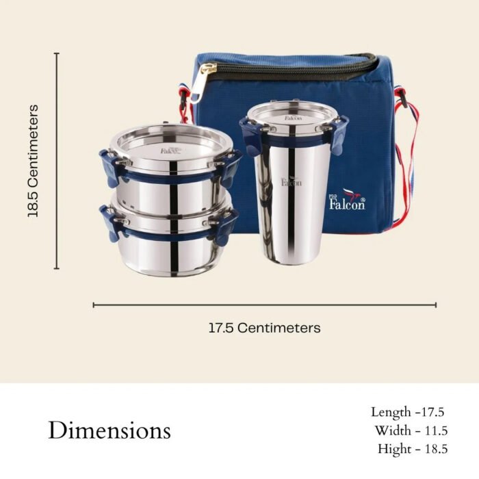 Pdd Falcon Steel Lunch Box Trio Blue - Image 2