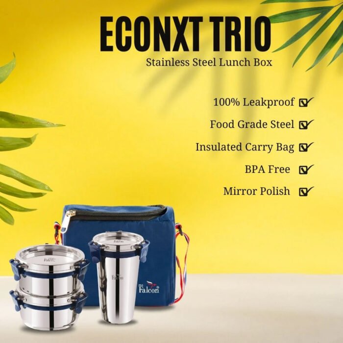 Pdd Falcon Steel Lunch Box Trio Blue - Image 3