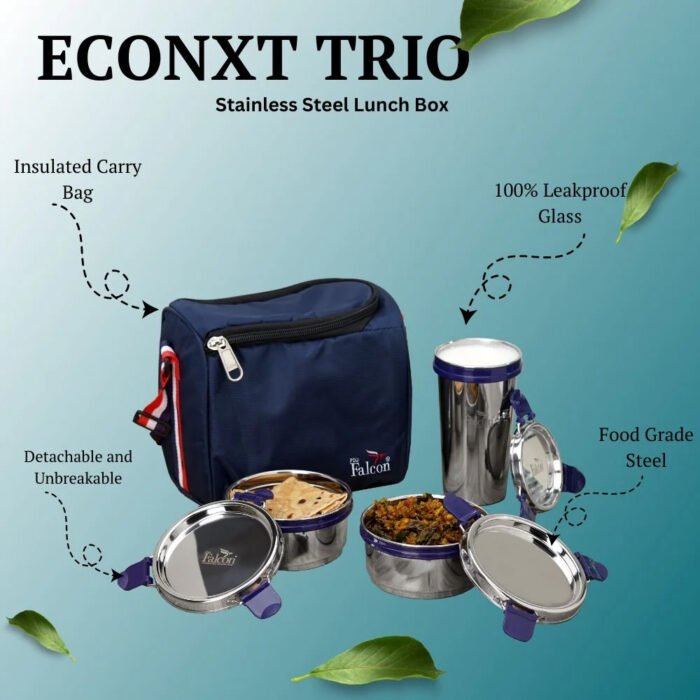 Pdd Falcon Steel Lunch Box Trio Blue - Image 4