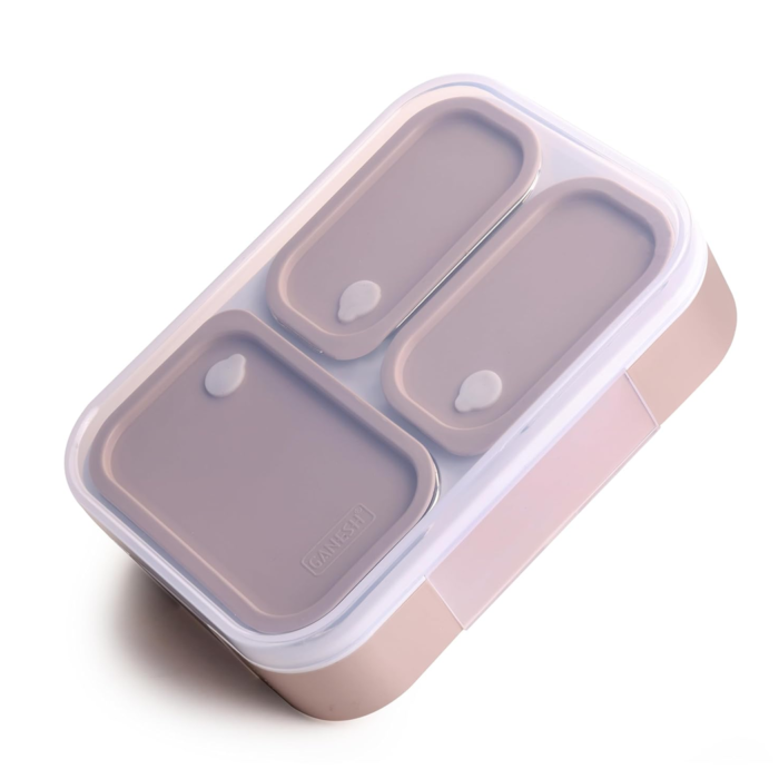 3 Compartment Stainless Steel Lunch Box Sealed Leakage Proof Lunch Box - Image 3