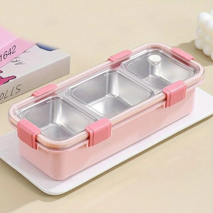 3 - Part Grid Stainless Steel Lunch Box - Image 4