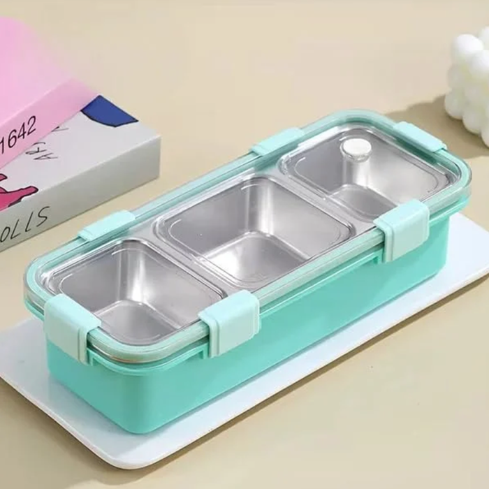 3 - Part Grid Stainless Steel Lunch Box - Image 3