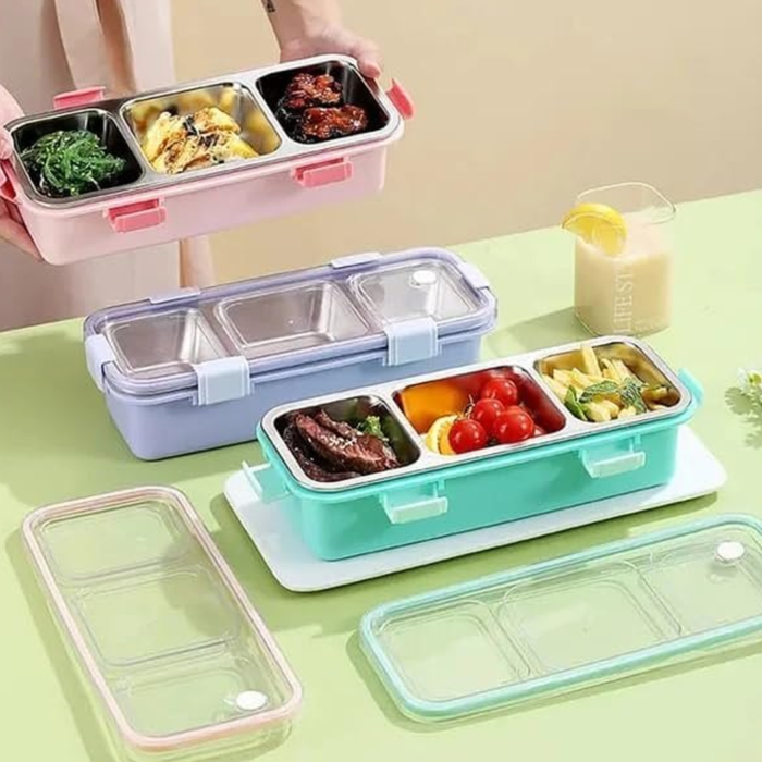 3 - Part Grid Stainless Steel Lunch Box - Image 5