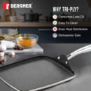 Argent Samsara Tri-Ply Stainless Steel 27cm Square Multi Tawa - Induction Bottom