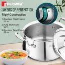 Argent Samsara Tri-Ply Stainless Steel Biryani Handi - Induction Bottom | 304 Grade | Stay-Cool Handles | 5-Year Warranty