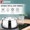 Argent Samsara Tri-Ply Stainless Steel Biryani Handi - Induction Bottom | 304 Grade | Stay-Cool Handles | 5-Year Warranty
