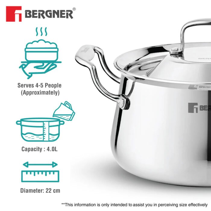 Argent Samsara Tri-Ply Stainless Steel Biryani Handi - Induction Bottom | 304 Grade | Stay-Cool Handles | 5-Year Warranty - Image 12