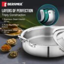 Argent Samsara Tri-Ply Stainless Steel Biryani Handi - Induction Bottom | 304 Grade | Stay-Cool Handles | 5-Year Warranty