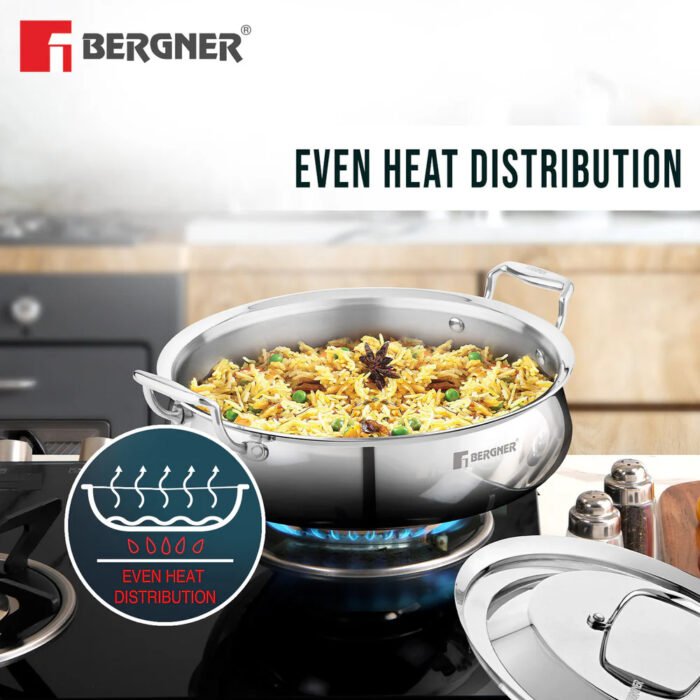 Argent Samsara Tri-Ply Stainless Steel Biryani Handi - Induction Bottom | 304 Grade | Stay-Cool Handles | 5-Year Warranty - Image 32