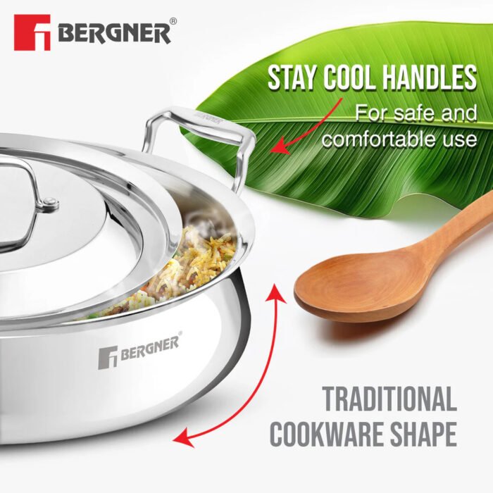 Argent Samsara Tri-Ply Stainless Steel Biryani Handi - Induction Bottom | 304 Grade | Stay-Cool Handles | 5-Year Warranty - Image 33