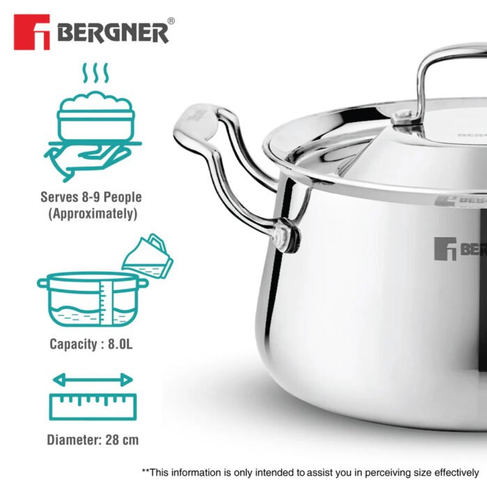 Argent Samsara Tri-Ply Stainless Steel Biryani Handi - Induction Bottom | 304 Grade | Stay-Cool Handles | 5-Year Warranty - Image 20