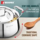 Argent Samsara Tri-Ply Stainless Steel Biryani Handi - Induction Bottom | 304 Grade | Stay-Cool Handles | 5-Year Warranty