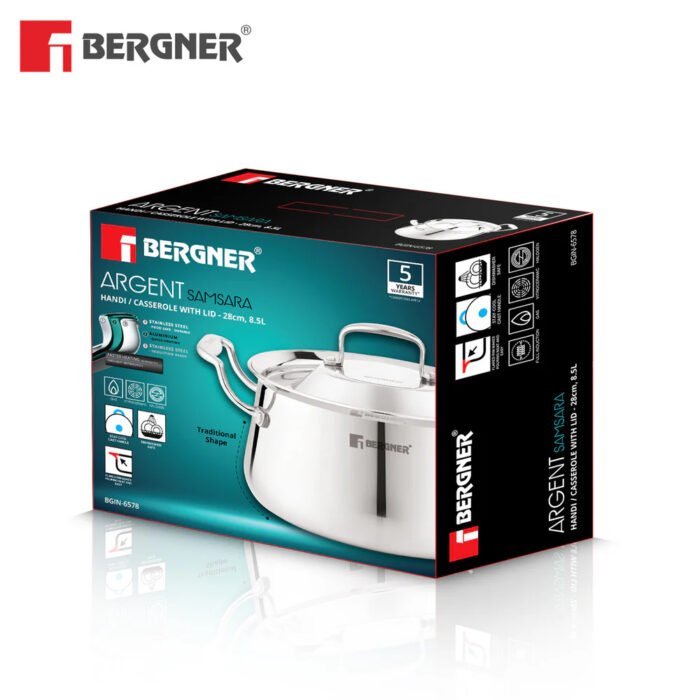 Argent Samsara Tri-Ply Stainless Steel Biryani Handi - Induction Bottom | 304 Grade | Stay-Cool Handles | 5-Year Warranty - Image 26