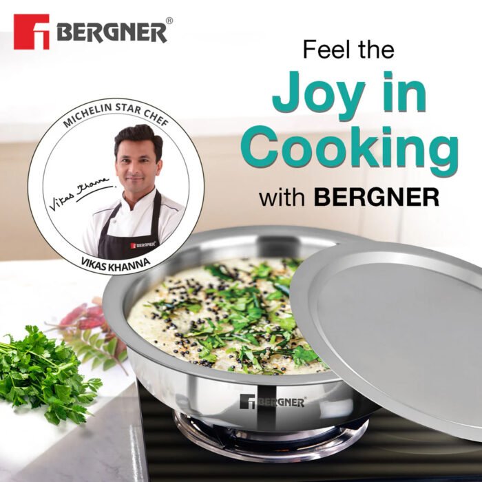 Argent Tri-Ply Stainless Steel Lagdi with Lid - Induction Friendly, Easy to Clean (Triply Cookware) - Image 2