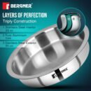 Argent Tri-Ply Stainless Steel Lagdi with Lid - Induction Friendly, Easy to Clean (Triply Cookware)