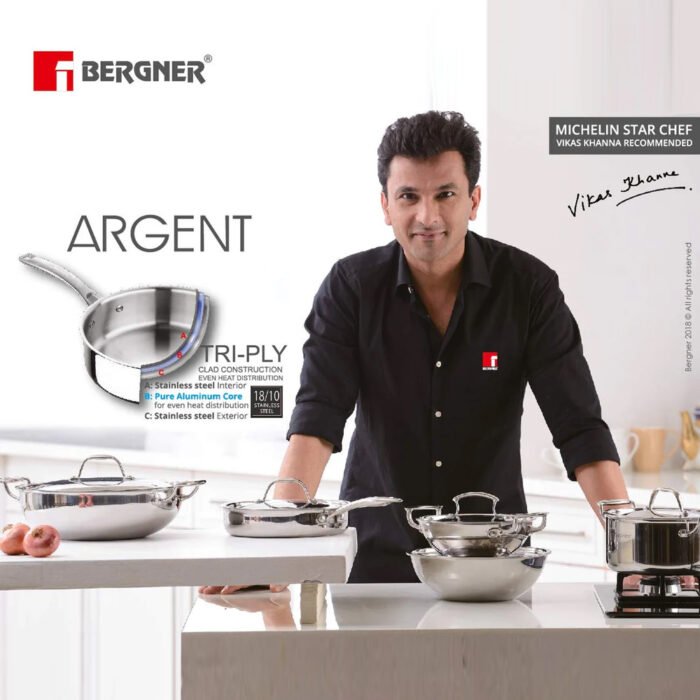 Argent Tri-Ply Stainless Steel Tadka Pan - 12cm, 500ml | Healthy Cooking with Less Oil - Image 3