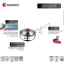 Argent Tri-Ply Stainless Steel Tadka Pan - 12cm, 500ml | Healthy Cooking with Less Oil
