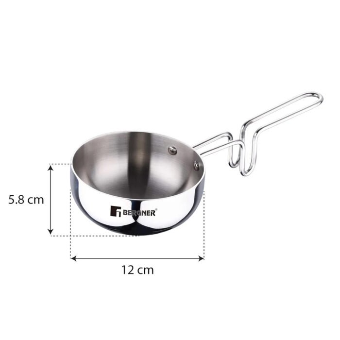 Argent Tri-Ply Stainless Steel Tadka Pan - 12cm, 500ml | Healthy Cooking with Less Oil - Image 5